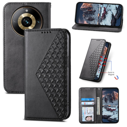 Cubic Grid Calf Texture Magnetic Leather Phone Case, For Realme C53, For Realme 11 Pro