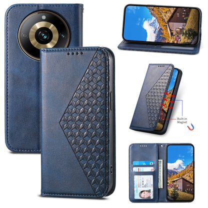 Cubic Grid Calf Texture Magnetic Leather Phone Case, For Realme C53, For Realme 11 Pro