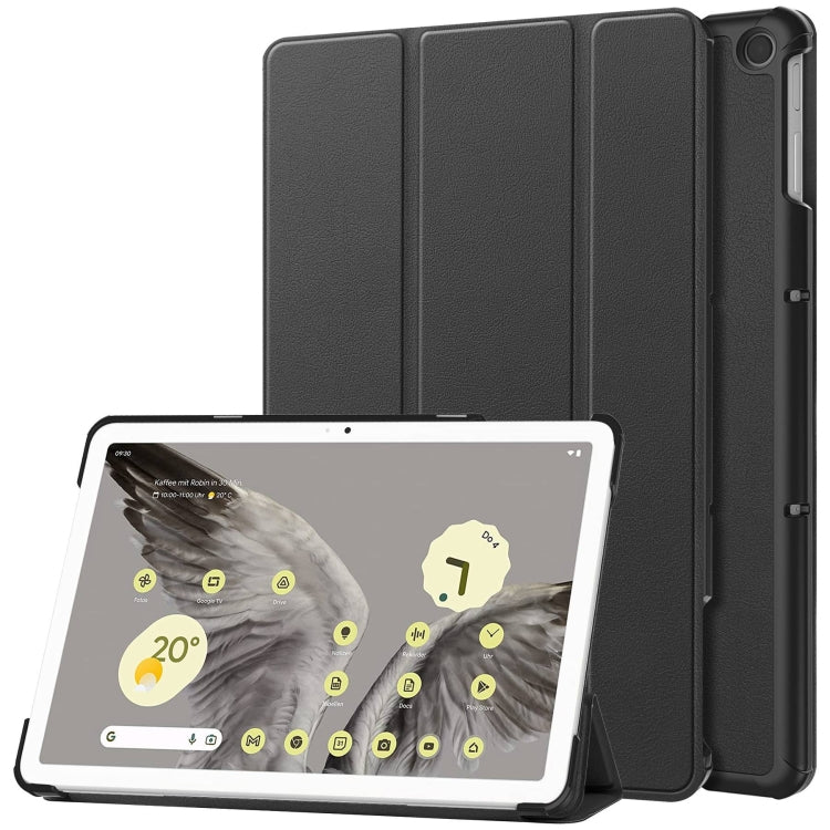 Custer Pure Color 3-Fold Holder Smart Leather Tablet Case, For Google Pixel Tablet
