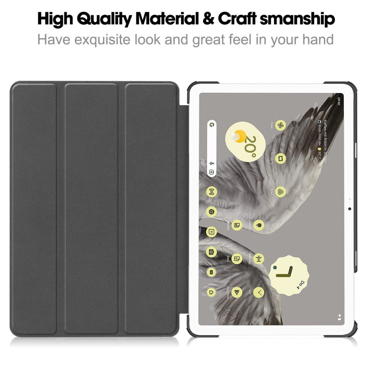 Custer Pure Color 3-Fold Holder Smart Leather Tablet Case, For Google Pixel Tablet