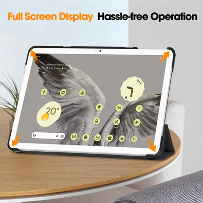 Custer Pure Color 3-Fold Holder Smart Leather Tablet Case, For Google Pixel Tablet