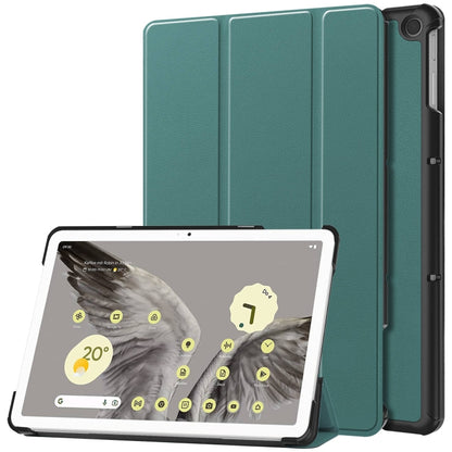 Custer Pure Color 3-Fold Holder Smart Leather Tablet Case, For Google Pixel Tablet