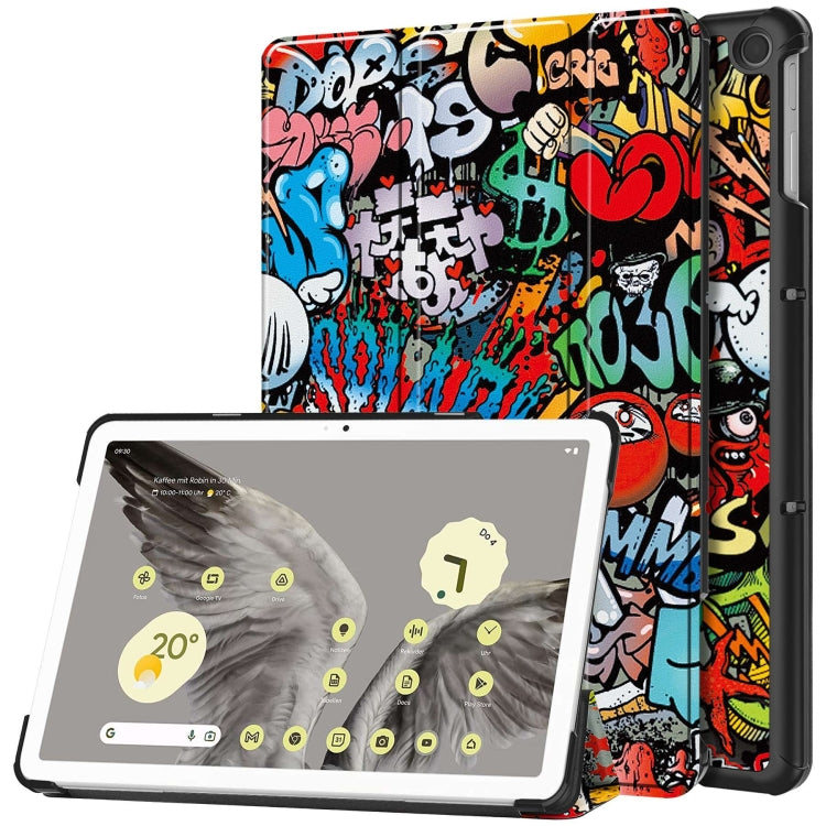 Custer Painted 3-Fold Holder Smart Leather Tablet Case, For Google Pixel Tablet