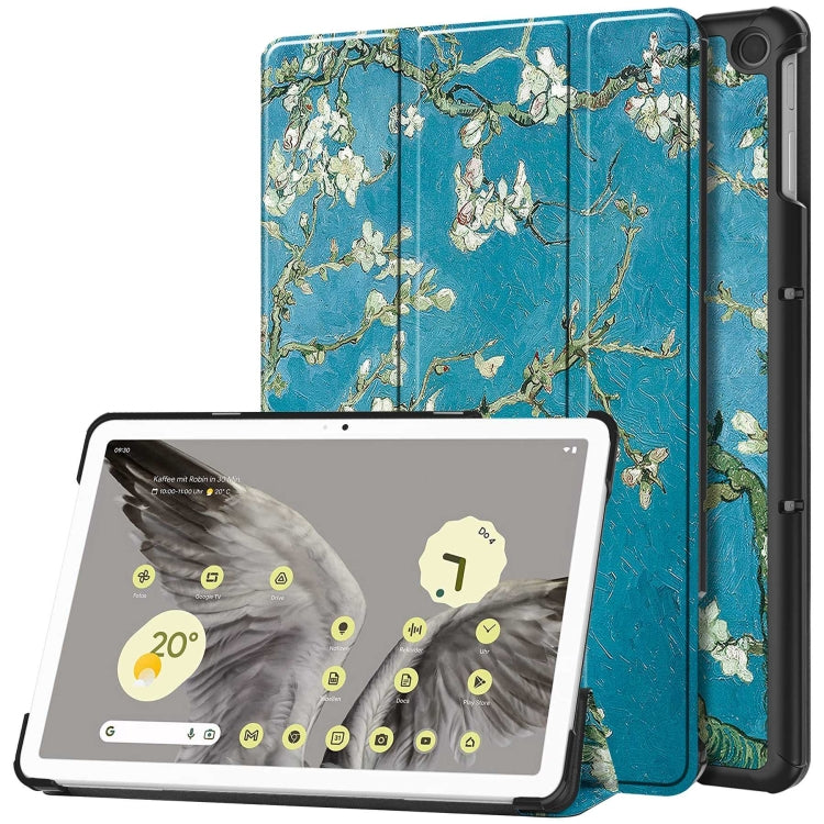 Custer Painted 3-Fold Holder Smart Leather Tablet Case, For Google Pixel Tablet