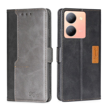 Contrast Color Side Buckle Leather Phone Case, For vivo Y78 5G