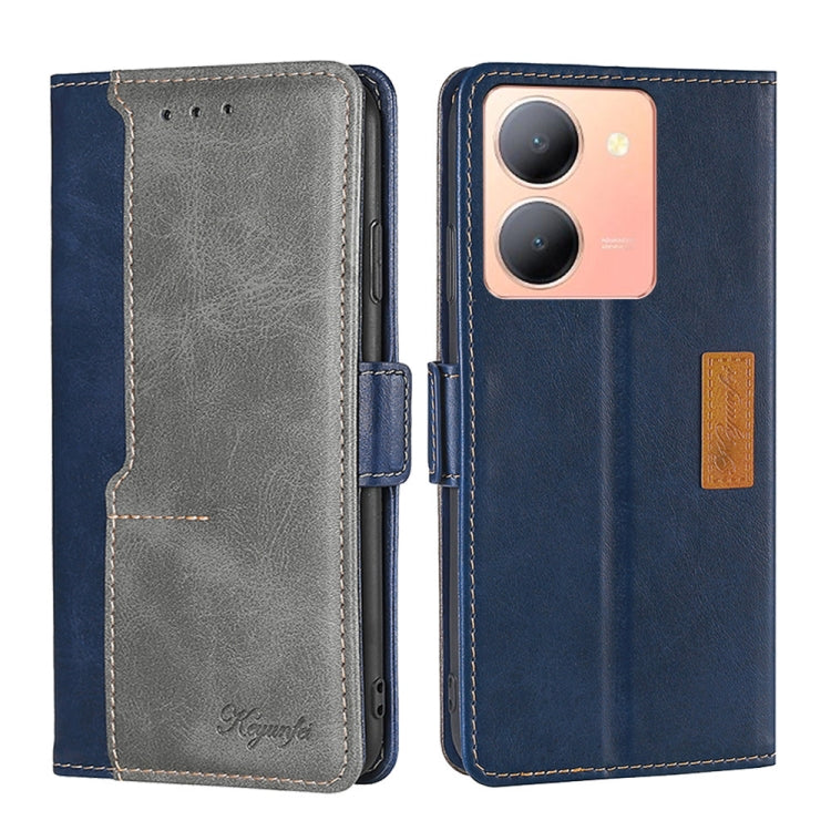 Contrast Color Side Buckle Leather Phone Case, For vivo Y78 5G