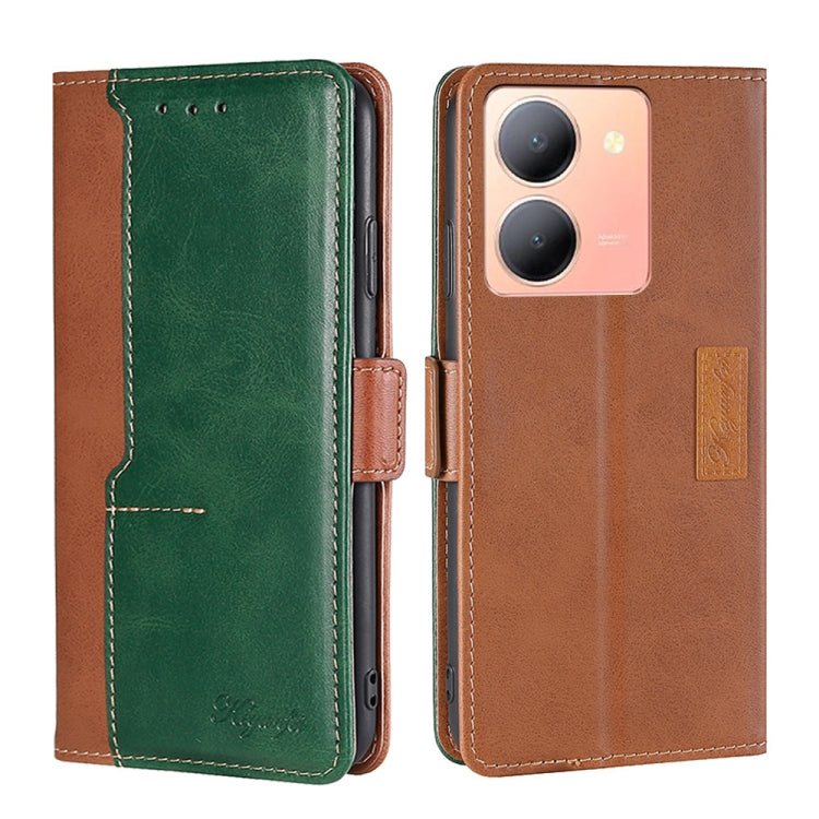 Contrast Color Side Buckle Leather Phone Case, For vivo Y78 5G
