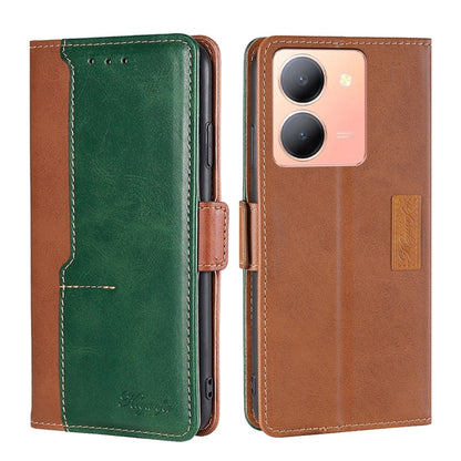 Contrast Color Side Buckle Leather Phone Case, For vivo Y78 5G