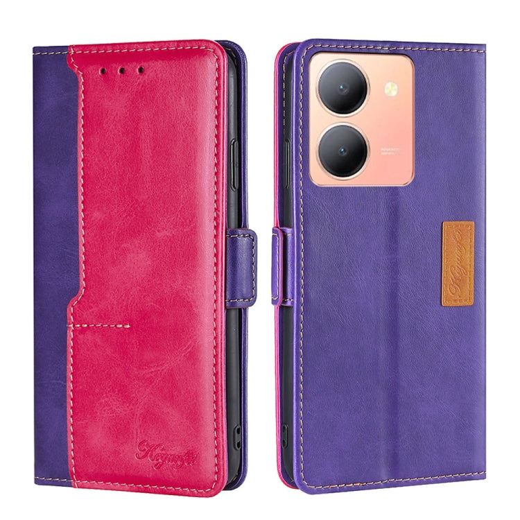 Contrast Color Side Buckle Leather Phone Case, For vivo Y78 5G