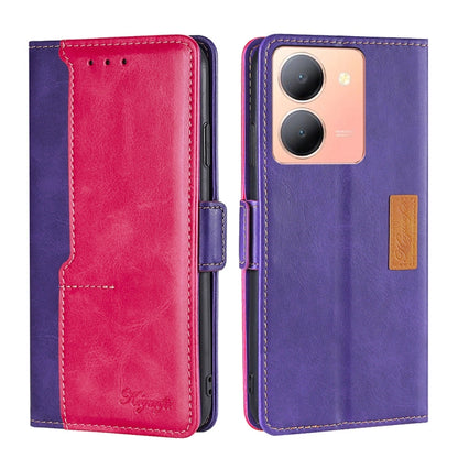 Contrast Color Side Buckle Leather Phone Case, For vivo Y78 5G