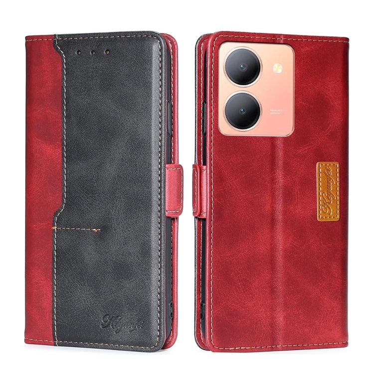 Contrast Color Side Buckle Leather Phone Case, For vivo Y78 5G