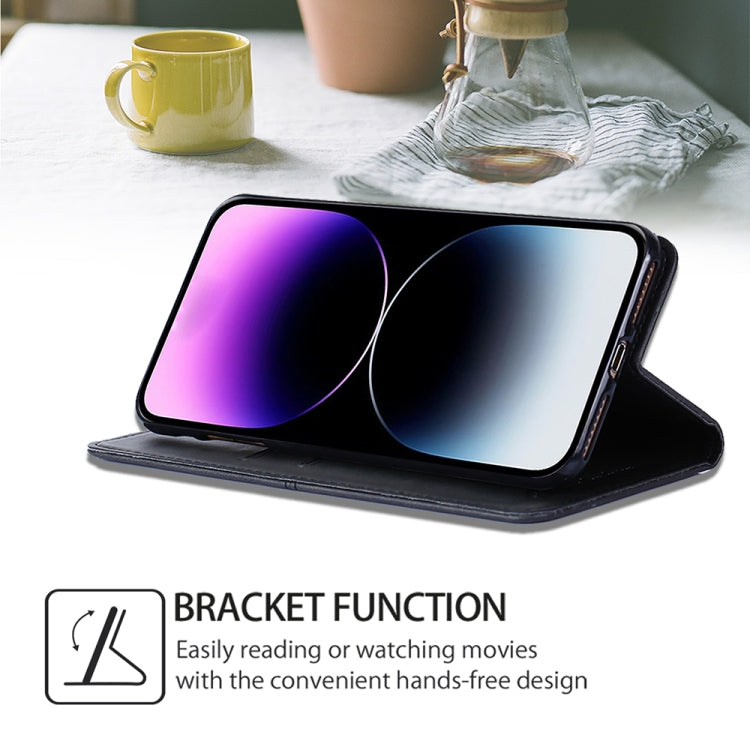 Cow texture magnetic leather phone case that stands upright, dark black folio
