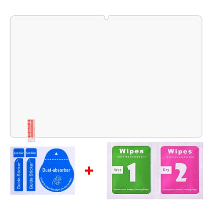 Tablet tempered glass screen protector kit with screen wipe set and dust-absorber stickers