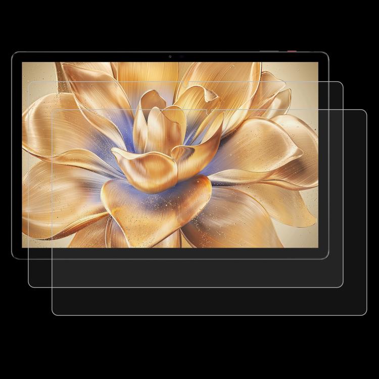2-pack 9H tempered glass screen protector, clear film over tablet with gold wallpaper