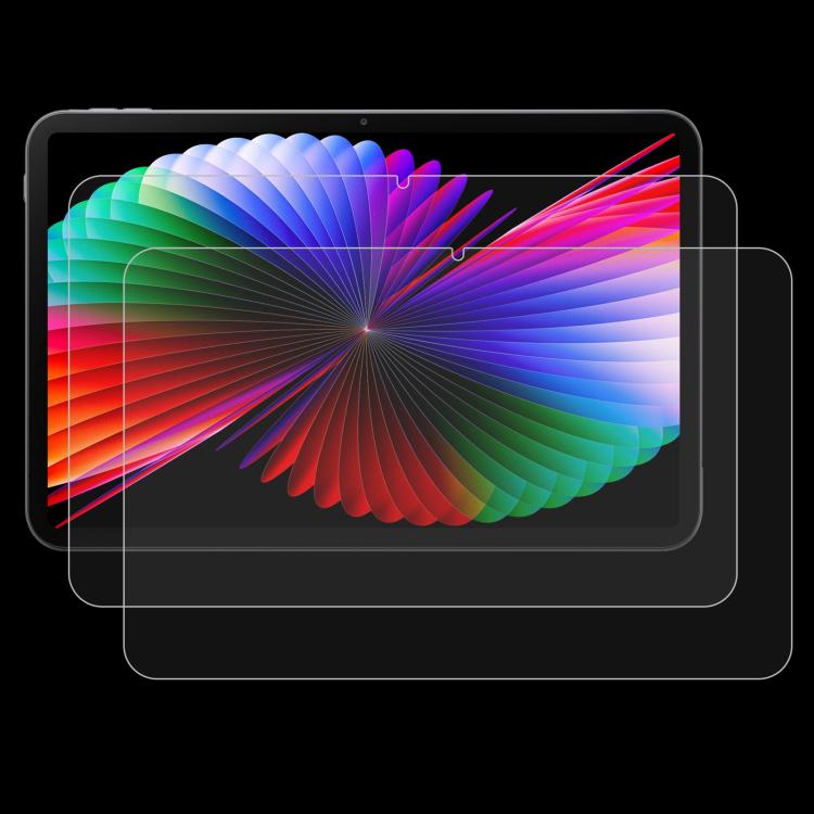2-pack 9H tempered glass screen protector, clear film over tablet with rainbow wallpaper
