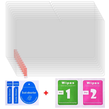 25-pack tempered glass screen protectors with cleaning wipes and dust-absorber stickers