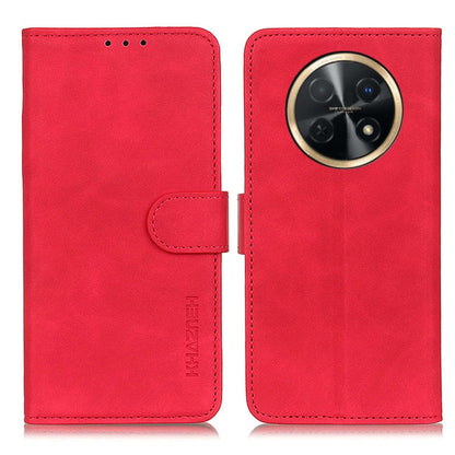 KHAZNEH red flip leather phone case with circular camera cutout and front flap