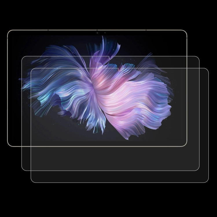Tablet screen protector tempered glass film set, transparent glass layers on tablet front