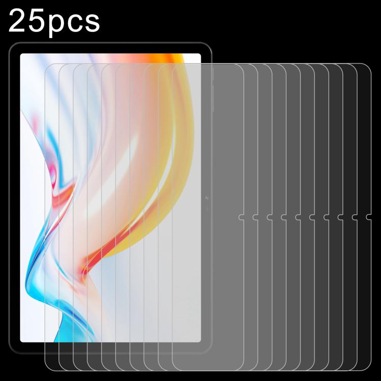 Tablet tempered glass screen protector set, multiple clear sheets with rounded edges.
