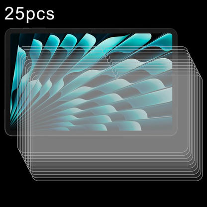 25-piece tempered glass screen protector set for tablet, layered across the screen area.