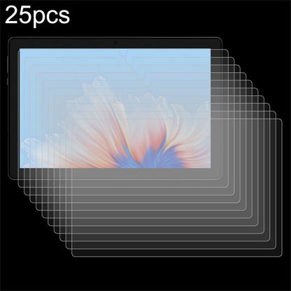 Tablet tempered glass screen protectors, multiple clear films stacked for easy installation.