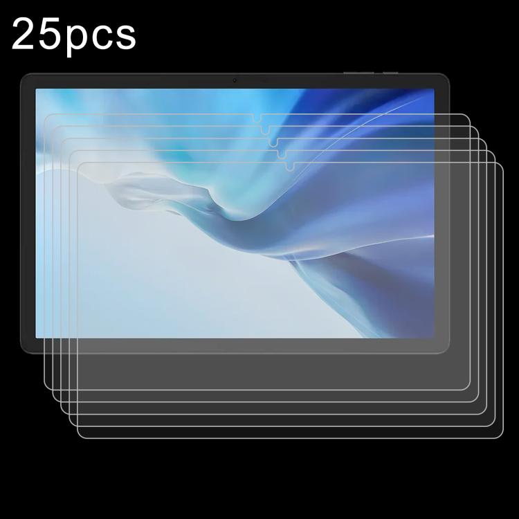 Tablet screen protector set, multiple clear tempered glass films positioned over the screen.