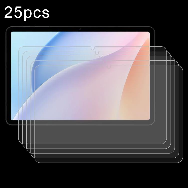 Set of 25 tempered glass screen protectors with rainbow-tinted protective film overlays