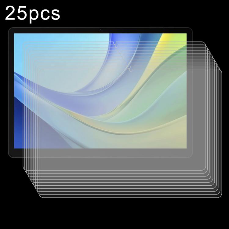 Set of 25 tempered glass screen protectors with multicolor protective film overlays