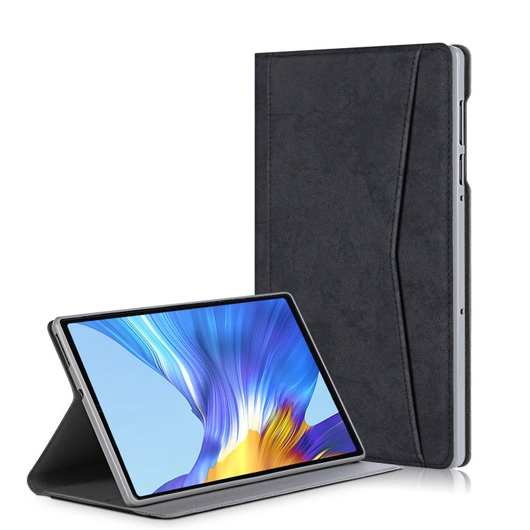 Black folio tablet case with horizontal flip cover and front camera cutout