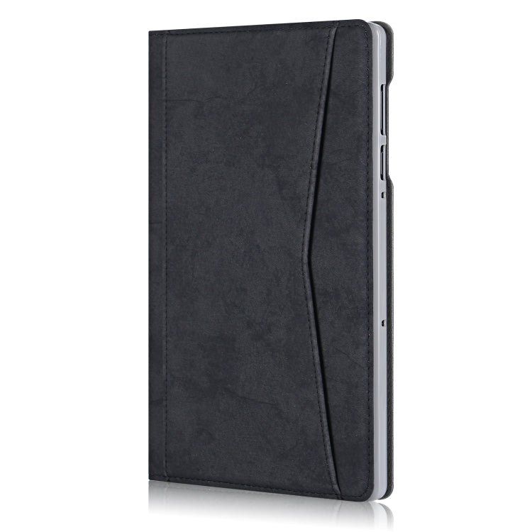 Black folio tablet case with textured cover and side button access openings