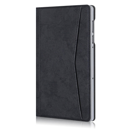 Black folio tablet case with textured cover and side button access openings