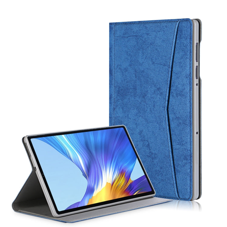 Blue folio tablet case with horizontal flip cover and viewing stand