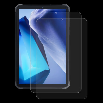 Tempered glass screen protector set aligned on tablet screen for full coverage