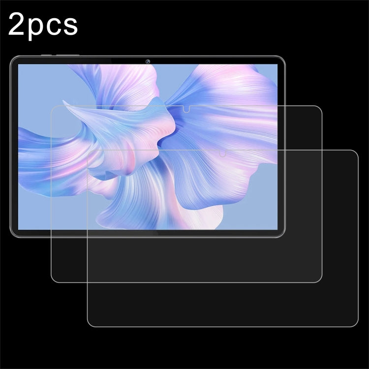 2-pack tempered glass screen protectors shown on tablet screen with protective layers