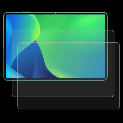 Tablet tempered glass screen protector film set, 2-pack, clear overlays with corner cutouts