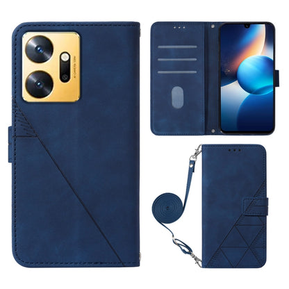 Blue 3D embossed flip leather phone case with crossbody strap and card cardholder slots