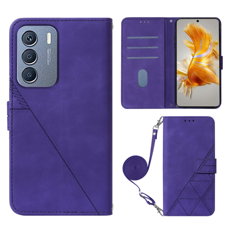 Purple 3D embossed flip leather phone wallet case with wrist strap, card slots