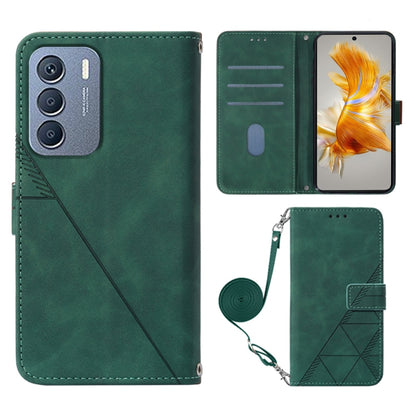 Dark green 3D embossed flip leather phone wallet case with wrist strap, card slots