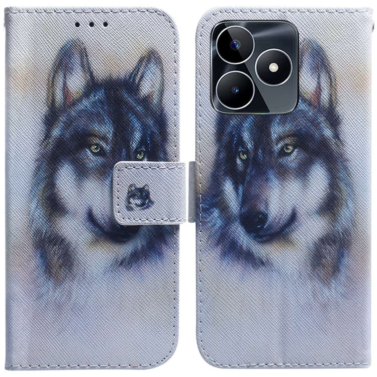 Light blue dog portrait flip leather phone case with magnetic wallet flap and card slot