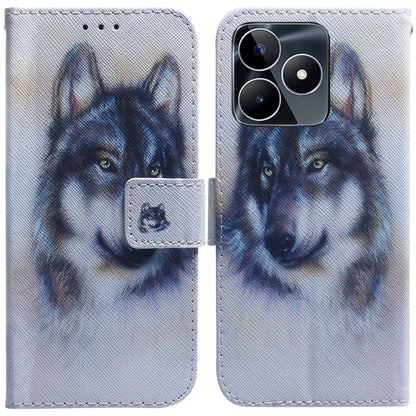 Light blue dog portrait flip leather phone case with magnetic wallet flap and card slot