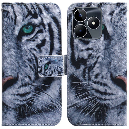 Gray tiger face print flip leather phone case with magnetic wallet flap and card holder