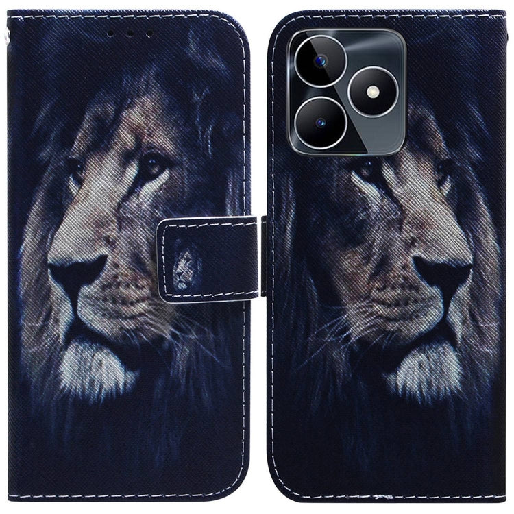 Flip leather phone case with blue wolf portrait print and magnetic flip cover