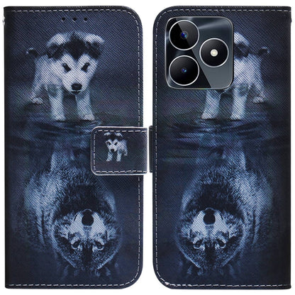 Flip leather phone case with dark blue panda print and magnetic flip cover