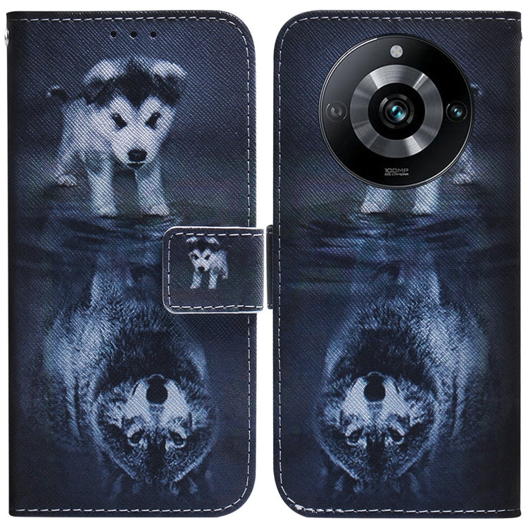 Dark blue dog themed flip leather phone case with magnetic wallet flap and card slot
