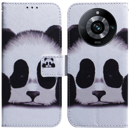 White panda print flip leather phone case with magnetic wallet flap and card pocket
