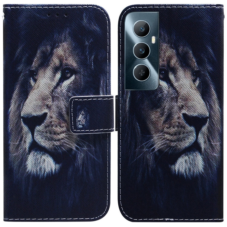 Blue flip leather phone case with cartoon wolf illustration and card slot
