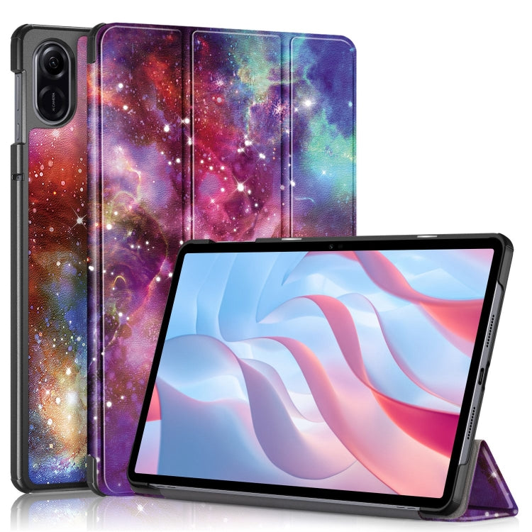 3-fold tablet case with multicolor galaxy star pattern and fold stand