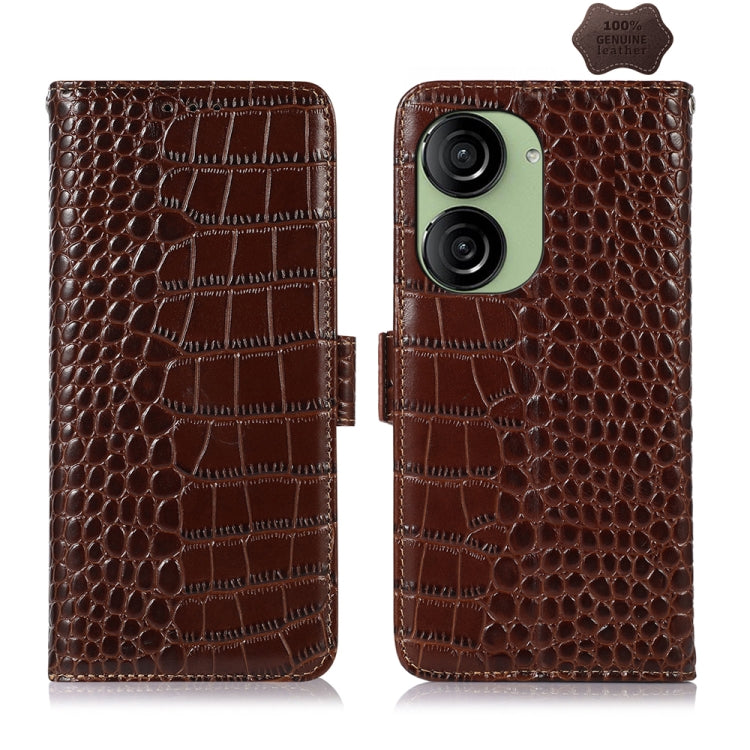Crocodile Top Layer Cowhide Leather Phone Case, For Asus ZenFone 10 / ZenFone 9