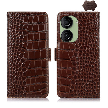 Crocodile Top Layer Cowhide Leather Phone Case, For Asus ZenFone 10 / ZenFone 9