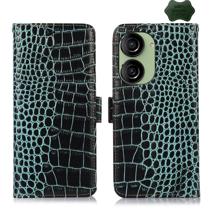 Crocodile Top Layer Cowhide Leather Phone Case, For Asus ZenFone 10 / ZenFone 9